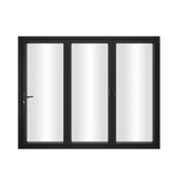 KaMic 96" x 80" 3 Panels Aluminum Folding Doors in Black, Folded Out from Right to Left Model #: FD3PBK9680-RL