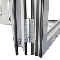 KaMic 108" x 80" 3 Panels Aluminum Folding Doors In White, Folded Out From Left To Right Model #: FD3PWH10880-LR