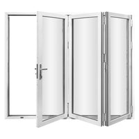 KaMic 108" x 80" 3 Panels Aluminum Folding Doors In White, Folded Out From Left To Right Model #: FD3PWH10880-LR