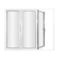 KaMic 108" x 80" 3 Panels Aluminum Folding Doors In White, Folded Out From Left To Right Model #: FD3PWH10880-LR