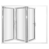 KaMic 108" x 80" 3 Panels Aluminum Folding Doors In White, Folded Out From Left To Right Model #: FD3PWH10880-LR