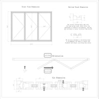 KaMic 108" x 80" 3 Panels Aluminum Folding Doors In White, Folded Out From Left To Right Model #: FD3PWH10880-LR