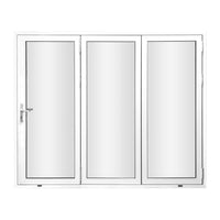 KaMic 108" x 80" 3 Panels Aluminum Folding Doors In White, Folded Out From Left To Right Model #: FD3PWH10880-LR