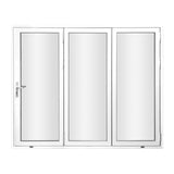 KaMic 108" x 80" 3 Panels Aluminum Folding Doors In White, Folded Out From Left To Right Model #: FD3PWH10880-LR