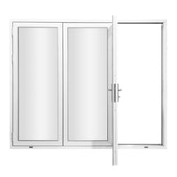 KaMic 108" x 80" 3 Panels Aluminum Folding Doors In White, Folded Out From Right To Left Model #: FD3PWH10880-RL