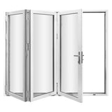 KaMic 108" x 80" 3 Panels Aluminum Folding Doors In White, Folded Out From Right To Left Model #: FD3PWH10880-RL