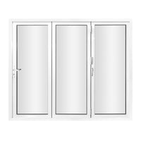 KaMic 108" x 80" 3 Panels Aluminum Folding Doors In White, Folded Out From Right To Left Model #: FD3PWH10880-RL