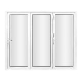 KaMic 108" x 80" 3 Panels Aluminum Folding Doors In White, Folded Out From Right To Left Model #: FD3PWH10880-RL