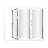 KaMic 108" x 80" 3 Panels Aluminum Folding Doors In White, Folded Out From Right To Left Model #: FD3PWH10880-RL