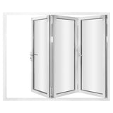 KaMic 108" x 80" 3 Panels Aluminum Folding Doors In White, Folded Out From Right To Left Model #: FD3PWH10880-RL