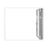 KaMic 108" x 80" 3 Panels Aluminum Folding Doors In White, Folded Out From Right To Left Model #: FD3PWH10880-RL