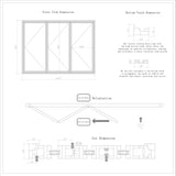 KaMic 108" x 80" 3 Panels Aluminum Folding Doors In White, Folded Out From Right To Left Model #: FD3PWH10880-RL