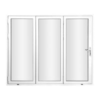 KaMic 108" x 80" 3 Panels Aluminum Folding Doors In White, Folded Out From Right To Left Model #: FD3PWH10880-RL