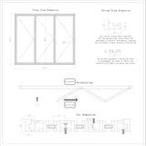 KaMic 108" x 96" 3 Panels Aluminum Folding Doors In White, Folded Out From Left To Right Model #: FD3PWH10896-LR