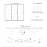 KaMic 108" x 96" 3 Panels Aluminum Folding Doors In White, Folded Out From Left To Right Model #: FD3PWH10896-LR
