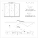 KaMic 108" x 96" 3 Panels Aluminum Folding Doors In White, Folded Out From Left To Right Model #: FD3PWH10896-LR