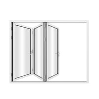 KaMic 96" x 80" 3 Panels Aluminum Folding Doors In White, Folded Out From Left To Right Model #: FD3PWH9680-LR