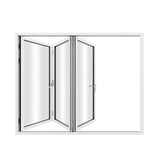 KaMic 96" x 80" 3 Panels Aluminum Folding Doors In White, Folded Out From Left To Right Model #: FD3PWH9680-LR
