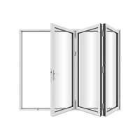 KaMic 96" x 80" 3 Panels Aluminum Folding Doors In White, Folded Out From Left To Right Model #: FD3PWH9680-LR