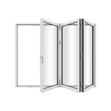 KaMic 96" x 80" 3 Panels Aluminum Folding Doors In White, Folded Out From Left To Right Model #: FD3PWH9680-LR