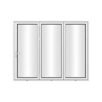 KaMic 96" x 80" 3 Panels Aluminum Folding Doors In White, Folded Out From Left To Right Model #: FD3PWH9680-LR