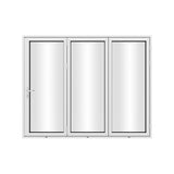 KaMic 96" x 80" 3 Panels Aluminum Folding Doors In White, Folded Out From Left To Right Model #: FD3PWH9680-LR