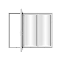 KaMic 96" x 80" 3 Panels Aluminum Folding Doors In White, Folded Out From Left To Right Model #: FD3PWH9680-LR
