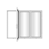 KaMic 96" x 80" 3 Panels Aluminum Folding Doors In White, Folded Out From Left To Right Model #: FD3PWH9680-LR
