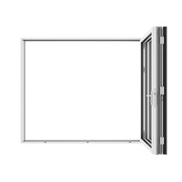 KaMic 96" x 80" 3 Panels Aluminum Folding Doors In White, Folded Out From Left To Right Model #: FD3PWH9680-LR