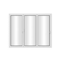 KaMic 96" x 80" 3 Panels Aluminum Folding Doors In White, Folded Out From Left To Right Model #: FD3PWH9680-LR