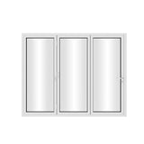 KaMic 96" x 80" 3 Panels Aluminum Folding Doors In White, Folded Out From Left To Right Model #: FD3PWH9680-LR