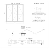 KaMic 96" x 96" 3 Panels Aluminum Folding Doors In White, Folded Out From Left To Right Model #: FD3PWH9696-LR