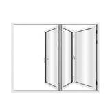 KaMic 96" x 96" 3 Panels Aluminum Folding Doors In White, Folded Out From Right To Left Model #: FD3PWH9696-RL