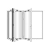 KaMic 96" x 96" 3 Panels Aluminum Folding Doors In White, Folded Out From Right To Left Model #: FD3PWH9696-RL