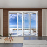 KaMic 96" x 96" 3 Panels Aluminum Folding Doors In White, Folded Out From Right To Left Model #: FD3PWH9696-RL