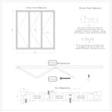 KaMic 96" x 96" 3 Panels Aluminum Folding Doors In White, Folded Out From Right To Left Model #: FD3PWH9696-RL