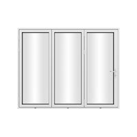 KaMic 96" x 96" 3 Panels Aluminum Folding Doors In White, Folded Out From Right To Left Model #: FD3PWH9696-RL