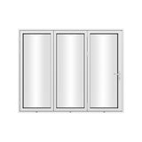 KaMic 96" x 96" 3 Panels Aluminum Folding Doors In White, Folded Out From Right To Left Model #: FD3PWH9696-RL