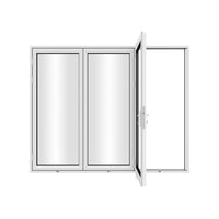 KaMic 96" x 96" 3 Panels Aluminum Folding Doors In White, Folded Out From Right To Left Model #: FD3PWH9696-RL