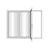 KaMic 96" x 96" 3 Panels Aluminum Folding Doors In White, Folded Out From Right To Left Model #: FD3PWH9696-RL