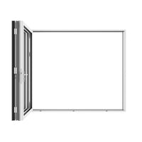 KaMic 96" x 96" 3 Panels Aluminum Folding Doors In White, Folded Out From Right To Left Model #: FD3PWH9696-RL