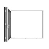 KaMic 96" x 96" 3 Panels Aluminum Folding Doors In White, Folded Out From Right To Left Model #: FD3PWH9696-RL