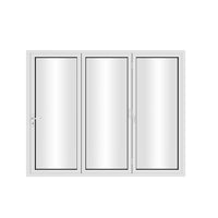 KaMic 96" x 96" 3 Panels Aluminum Folding Doors In White, Folded Out From Right To Left Model #: FD3PWH9696-RL