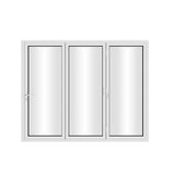 KaMic 96" x 96" 3 Panels Aluminum Folding Doors In White, Folded Out From Right To Left Model #: FD3PWH9696-RL