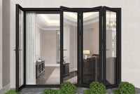 KaMic 120" x 80" 4 Panels Alumnium Folding Door in Black, One Door Right Swing Out Three Door Folded from Left to Right Model #: FD4PBK12080-LR