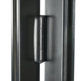 KaMic 96" x 80" 3 Panels Aluminum Folding Doors in Black, Folded Out from Left to Right Model #: FD3PBK9680-LR