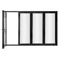 KaMic 120" x 80" 4 Panels Alumnium Folding Door in Black, One Door Right Swing Out Three Door Folded from Left to Right Model #: FD4PBK12080-LR