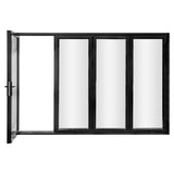 KaMic 120" x 80" 4 Panels Alumnium Folding Door in Black, One Door Right Swing Out Three Door Folded from Left to Right Model #: FD4PBK12080-LR