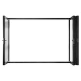 KaMic 120" x 80" 4 Panels Alumnium Folding Door in Black, One Door Right Swing Out Three Door Folded from Left to Right Model #: FD4PBK12080-LR