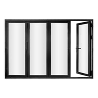 KaMic 120" x 80" 4 Panels Alumnium Folding Door in Black, One Door Right Swing Out Three Door Folded from Left to Right Model #: FD4PBK12080-LR